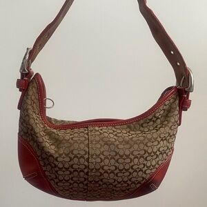 Coach Brown and Red Shoulder Bag